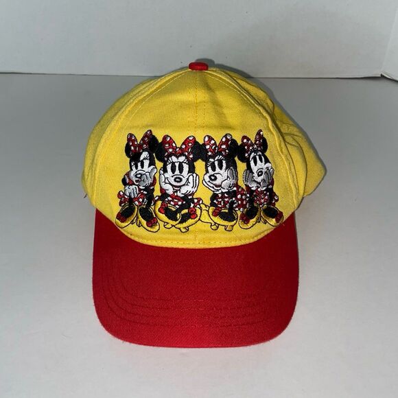 Walt Disney World Minnie Mouse Hat Cap Strap Back Kids 3-7 Logo Red & Yellow - Picture 1 of 8